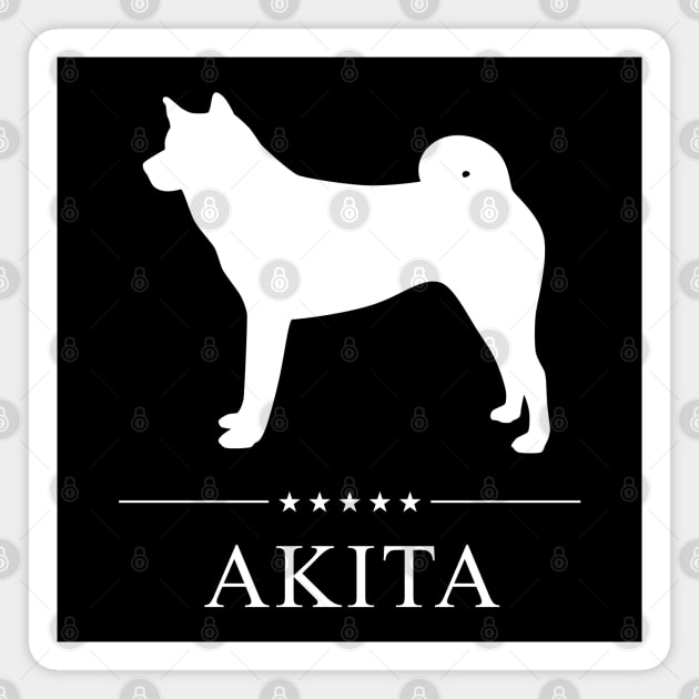 Akita Dog White Silhouette Magnet by millersye